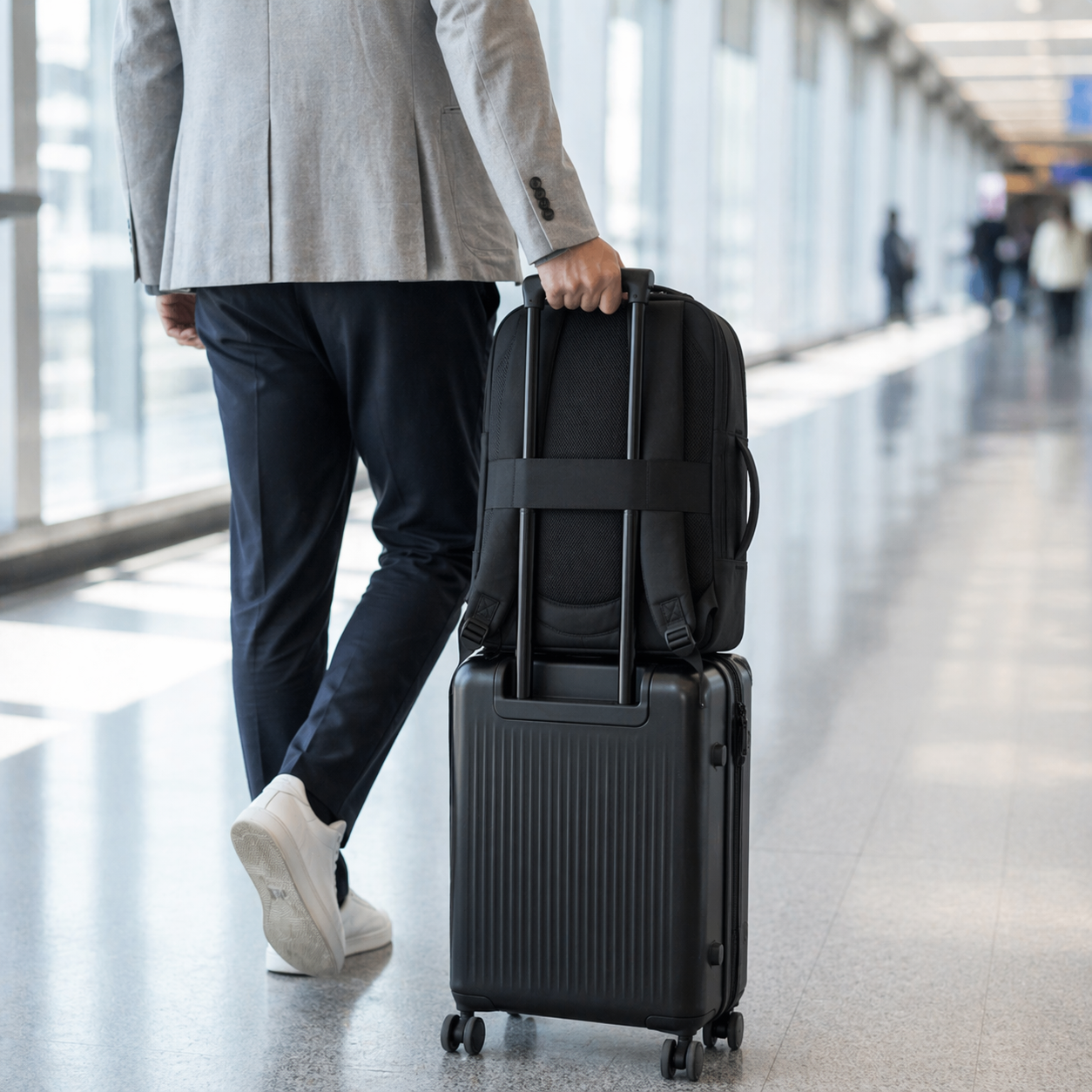 Sac à dos business voyage imperméable avec port USB et passant trolley-noir-Elite Bag