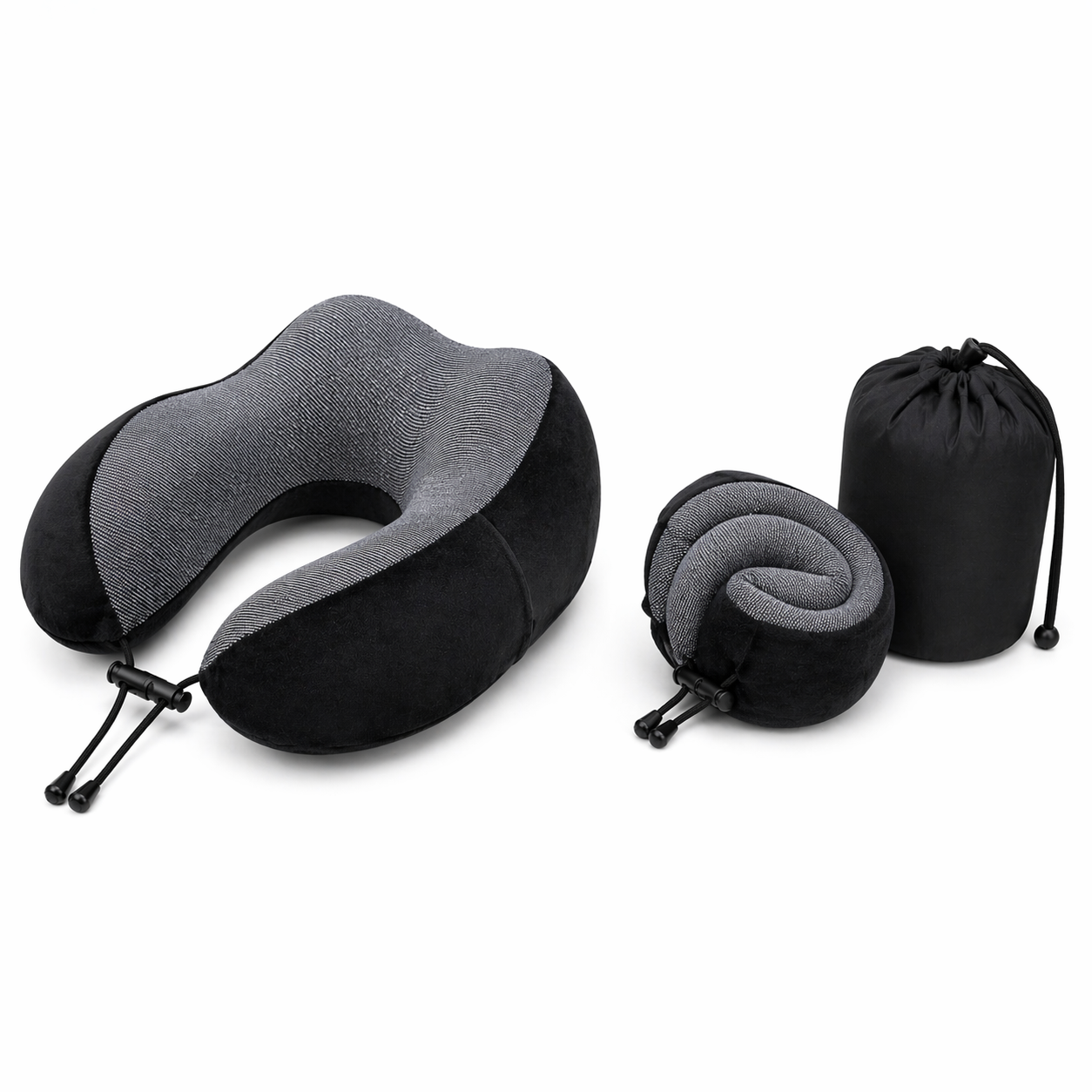 Oreiller de voyage mémoire de forme avec soutien cervical-housse velours et pochette - Elite Bag