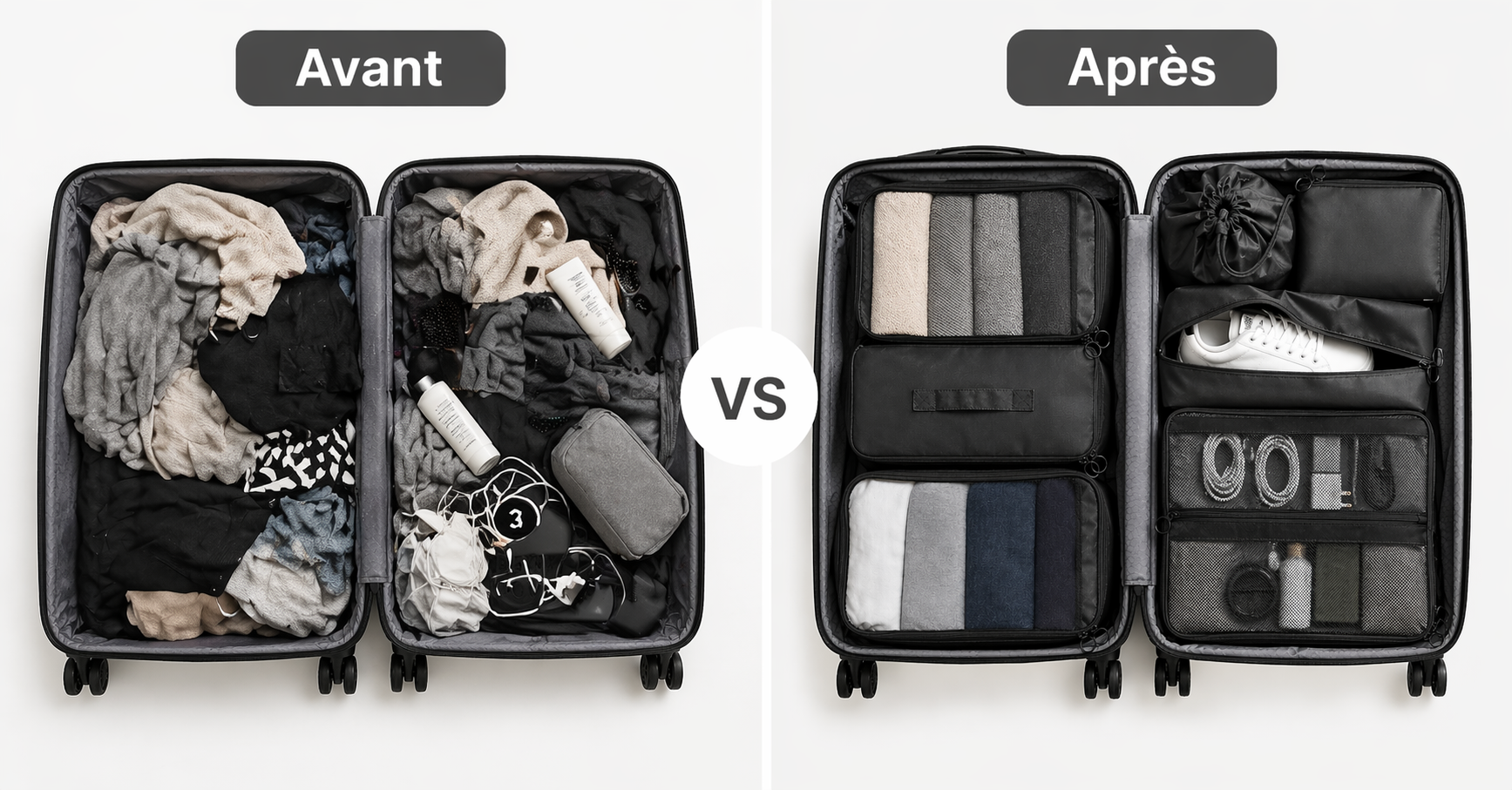 Organisateur de valise 7 pièces - set de rangement bagage voyage - Elite Bag