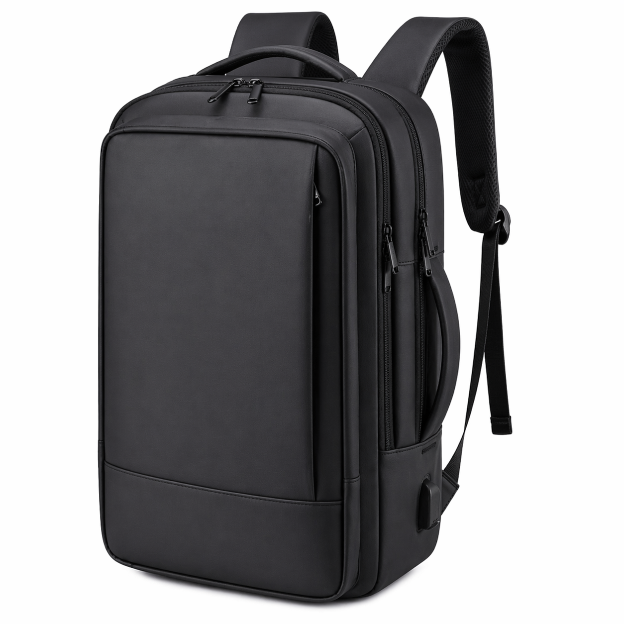 Sac a dos business voyage noir nylon impermeable port USB passant trolley Elite Bag fond blanc