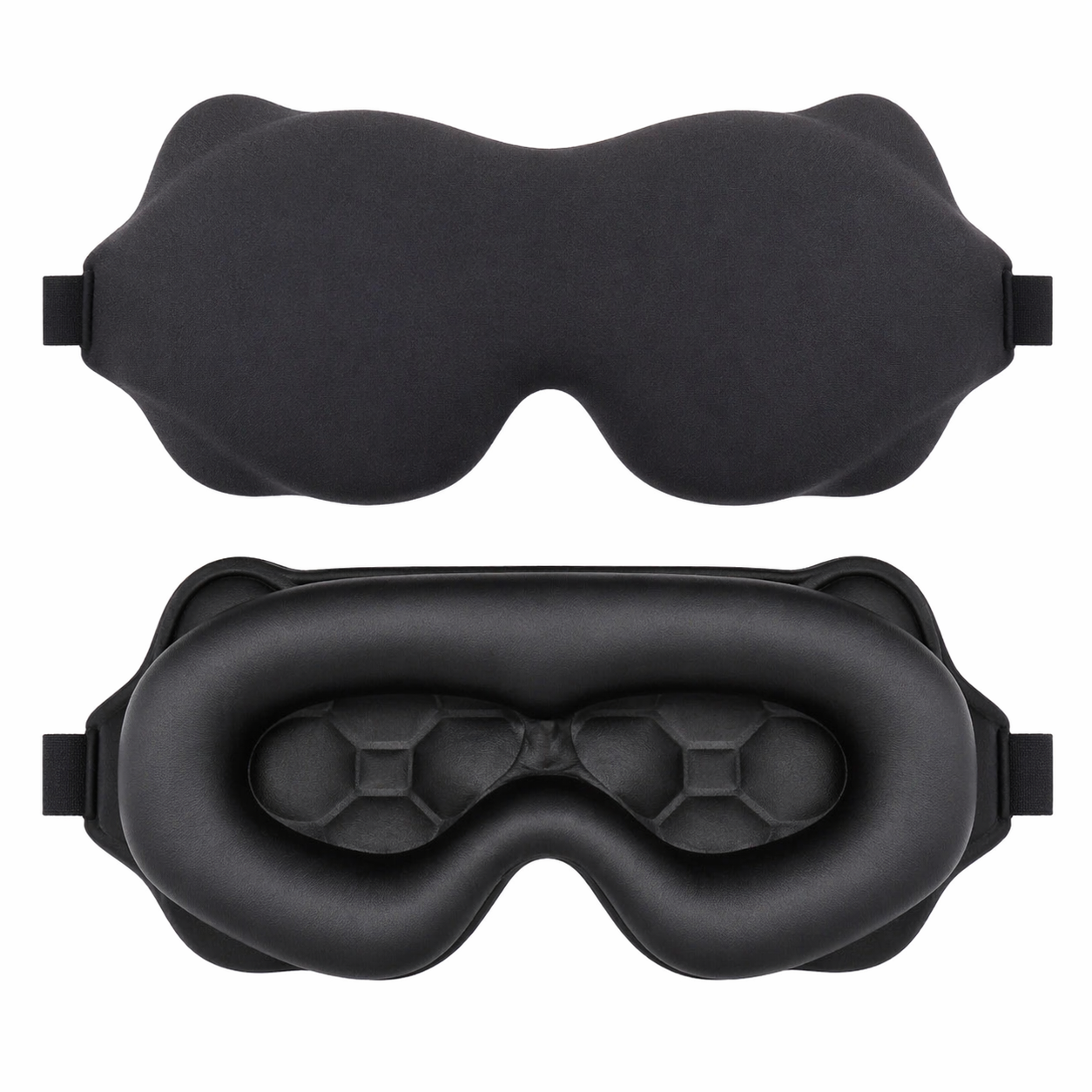 Masque de nuit 3D ergonomique noir coussinets 20mm obscurite totale voyage Elite Bag fond blanc